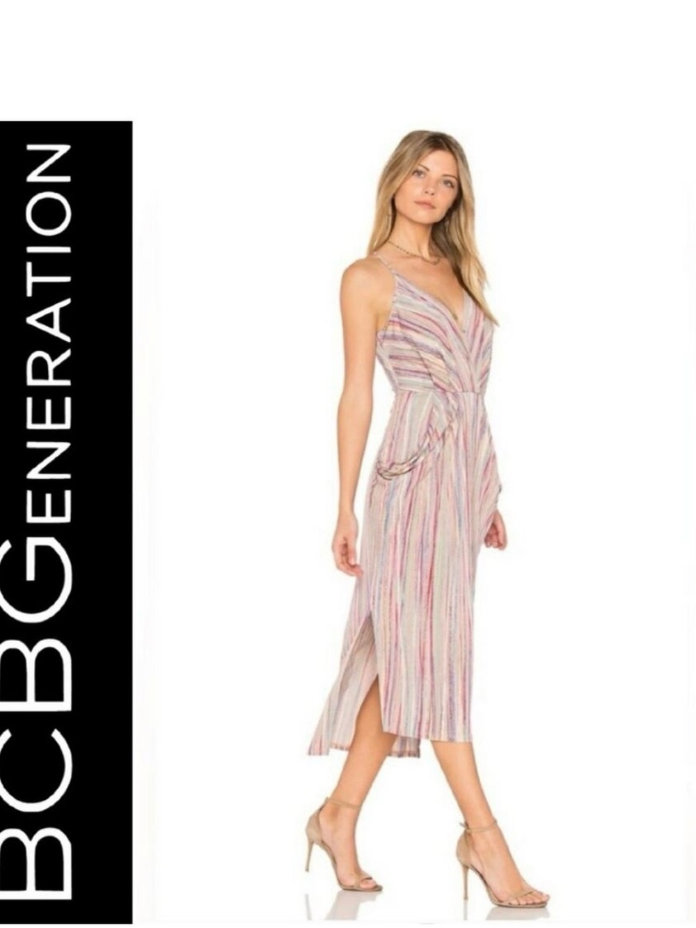 BCBGeneration Multicolor Striped Midi Dress